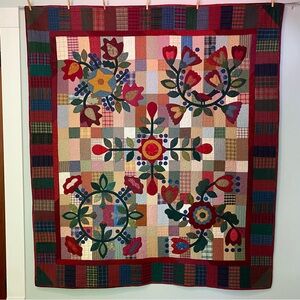 Handcrafted Floral Patchwork Quilt - Multicolor